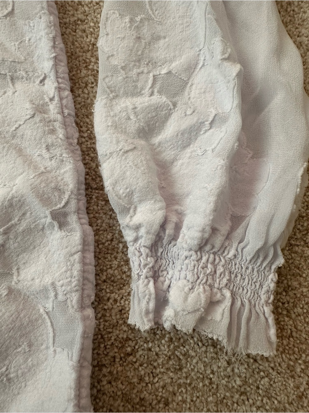 Aritzia Wilfred Alexis Blouse Ice Lavender Floral Burnout Chiffon Ruffle Small - Picture 9 of 13
